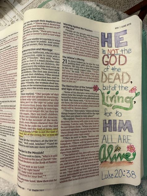 Luke 20:38, Luke Bible Study Notes, Luke Bible Journaling, Luke Bible, Luke 20, Notebook Wallpaper, Scripture Journal, Notebook Diy, Learn The Bible