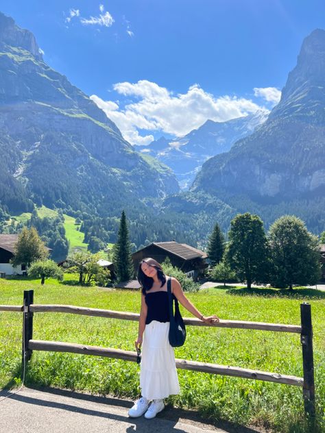 (me) Switzerland Aesthetic Clothes, Swiss Alps Photoshoot, Zurich Switzerland Outfits Summer, Switzerland Poses Photo Ideas, Zurich Outfit Summer, Switerzerland Outfits Summer, Outfits In Switzerland, Outfits For Switzerland Summer, Switzerland Outfits Summer