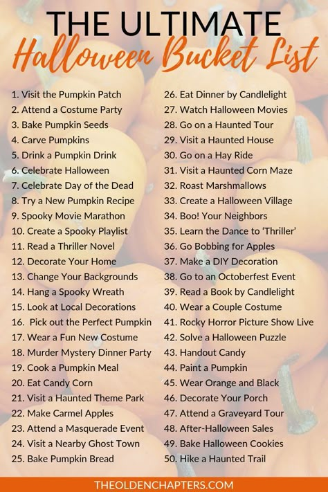 Themed Weekend Ideas, Halloween Things To Do, Halloween Bucket List, Halloween Date, Recipes Drinks, Halloween Movie Night, Halloween Travel, Weekend Ideas, Halloween Buckets