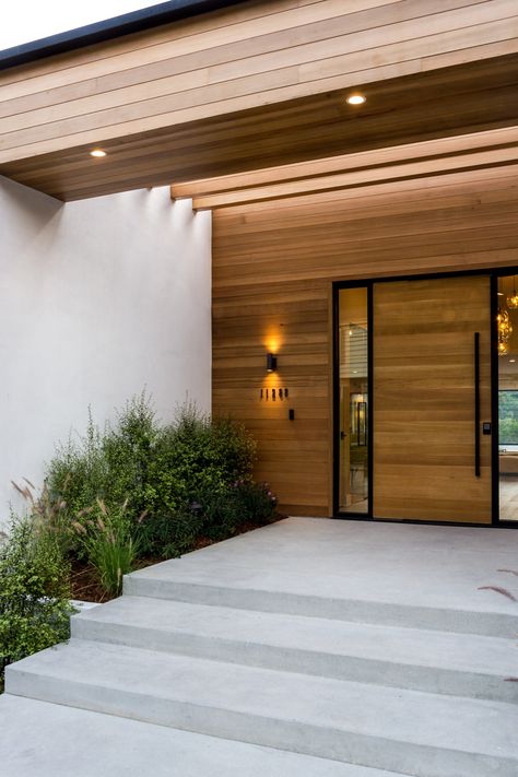 Impressive Studio City Mid-Century Exterior Masterpiece - Midcentury - Exterior - Los Angeles - by Concept Renovations, Inc. | Houzz Midcentury Ranch Exterior, Midcentury Front Doors, Midcentury Modern Front Door, Mid Century House Exterior, Midcentury Exterior, Mid Century Modern Front Door, Modern Ranch Style Homes, Mid Century Modern Exterior, Mid Century Exterior