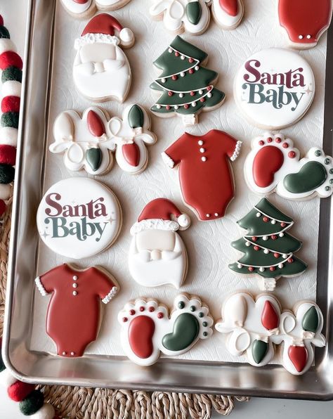 December Baby Shower Themes, December Baby Shower Ideas, Christmas Gender Reveal, Winter Baby Shower Themes, Cute Christmas Cookies, Christmas Baby Announcement, Holiday Baby Shower, December Baby, Christmas Shower