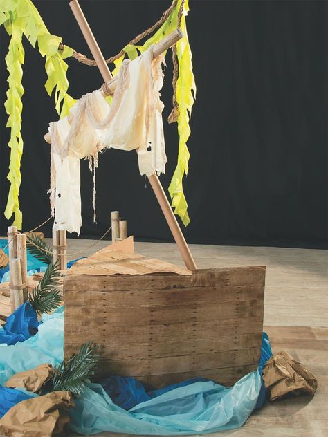 Shipwreck DIY Decor Diy Sunken Ship Under The Sea, Shipwreck Diy, Diy Shipwreck, Pirate Vbs, Shipwreck Vbs, Vbs Shipwrecked, Shipwrecked Vbs, Scuba Vbs, Decoration Classroom