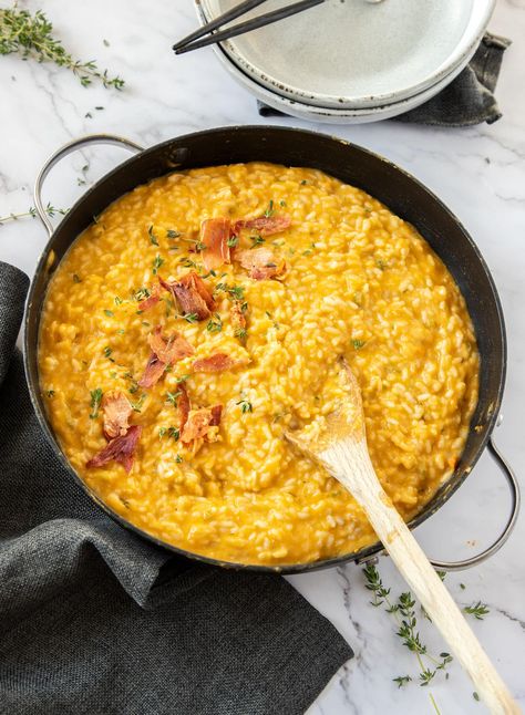 Creamy, silky and rich, this sweet potato risotto is a gorgeous recipe just perfect for fall. This tasty risotto has loads of hidden veg too making it a wonderful family friendly meal or side. #ohsweetbasil #risotto #sweetpotato #fallrecipes Sweet Potato And Rice, Sweet Potato Risotto, Sweet Potato Oven, Best Risotto, Autumn Side Dishes, Risotto Recipes, Low Fodmap Recipes, Fodmap Recipes, Mashed Sweet Potatoes