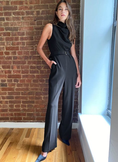 ROSSI JUMPSUIT - Cowl-neck jumpsuit Styling Aritzia Jumpsuit, Aritzia One Piece Jumpsuit, Black Jumpsuit Aritzia, Aritzia Black Tank Jumpsuit Short, Aritzia Long Sleeve Jumpsuit, Jazz Dress, Lover Dress, Denim Accessories, Sleeveless Jumpsuits