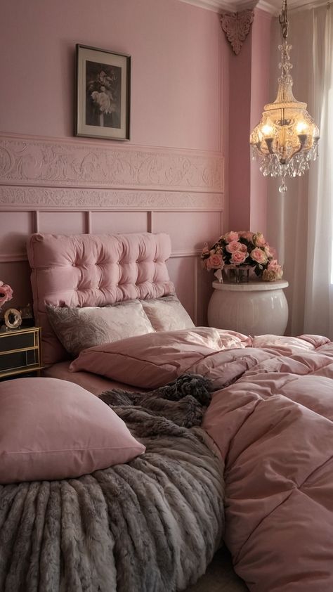 Transform your space with these stunning pink bedroom ideas for teens Explore a variety of styles including grey and black soft and elegant dark and rose small and cozy white and modern kids and adults green and serene girly and chic dusty and dreamy Upgrade your bedroom now Pink Bedroom Ideas For Teens, Girly Bedroom Ideas For Women, Bedroom Ideas For Teens, Dusty Pink Bedroom, Autumn Room, Blush Walls, Pink Bedroom Ideas, Pink Throws, All Pink