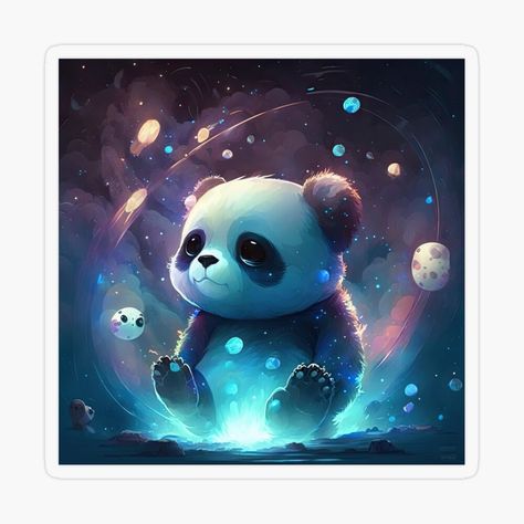 Panda Background, Space Panda, Plastic Stickers, Big Girl, Cute Doodles, Girl Room, Mammals, Top Artists, Sticker Design