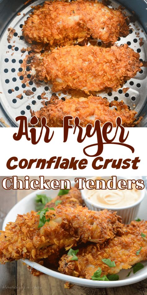 Air Fryer Cornflake Chicken, Cornflake Chicken Tenders, Air Fried Chicken Tenders, Cornflake Chicken, Apple Crisps, Air Fryer Fried Chicken, Crusted Chicken Tenders, New Air Fryer Recipes, Air Fryer Chicken Tenders