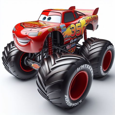 Monster Truck Art, Wheels Cake, Hot Wheels Cake, Truck Art, Lightning Mcqueen, Disney Cars, Monster Truck, Action Figure Accessories, 3rd Birthday