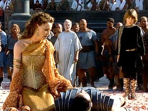 Gladiator Film, Gladiator 2000, Gladiator Movie, Modern Corset, Aaliyah Pictures, Corset Looks, Yellow Costume, Greek Goddess Costume, Goddess Costume