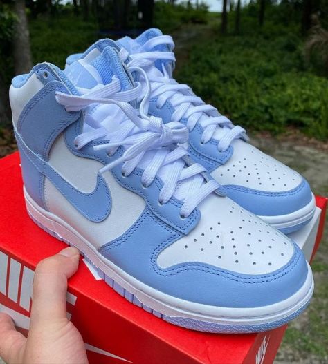 Dunks Shoes High Top, Blue Dunks High, Nike Dunks High Tops, Nike Dunk High Outfit, High Top Nike Dunks, Dunks High Top, Nike Dunk High Aluminum, Dunk High Aluminum, Slay Shoes