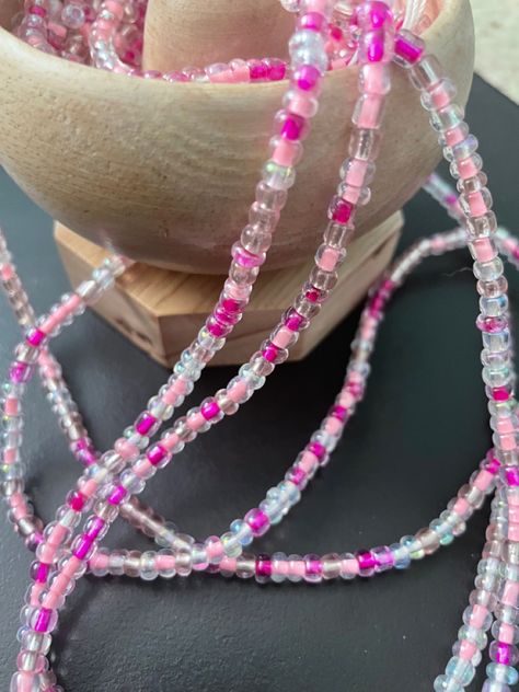 Tropical Waist Beads, Pink Waist Beads Ideas, Waistbead Ideas, Waist Beads Ideas, Pink Waist Beads, Waste Beads, Waist Beads African, Jewellery Photography Inspiration, Waist Jewelry