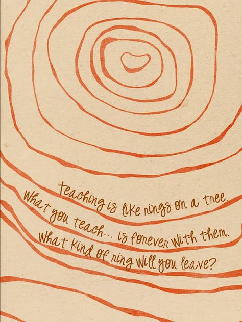 Teaching Rings-Teaching is like rings on a tree, what you teach... is forever with them. What kind of ring will you leave? Teaching Quotes, Becoming A Teacher, Teacher Inspiration, Tree Rings, Education Quotes For Teachers, Classroom Inspiration, Teacher Quotes, Teacher Tools, Wonderful Words