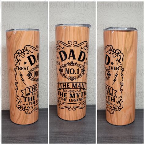 Treat yourself to a fun tumbler to carry around with you. This 20oz skinny tumbler will keep hot beverages hot and cold beverages cold. Comes with a lid and straw. Made with sublimation so the design will not fade or chip off if cared for properly. Sublimation is done through a printing process. Once printed, heat is used to permanently transfer the image onto the tumbler. No epoxy, glitter or vinyl is used.  PROCESSING TIME: 3-5 business days. If you need something sooner, please reach out to m Wood Grain Tumbler For Men, Men Tumbler Cups, Fathers Day Tumbler Ideas, Dad Tumbler Ideas, Tumbler Designs For Men, Mens Tumbler Cup Ideas, Tumbler Ideas For Men, Tumblers For Men, Tumbler For Men