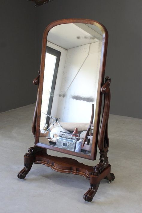 Large Victorian Mahogany Cheval Mirror Mirror Full Length, Victorian Mirror, Pembroke Table, Upholstered Footstool, Campaign Furniture, Small Chest Of Drawers, Cheval Mirror, Design Chair, Room Deco