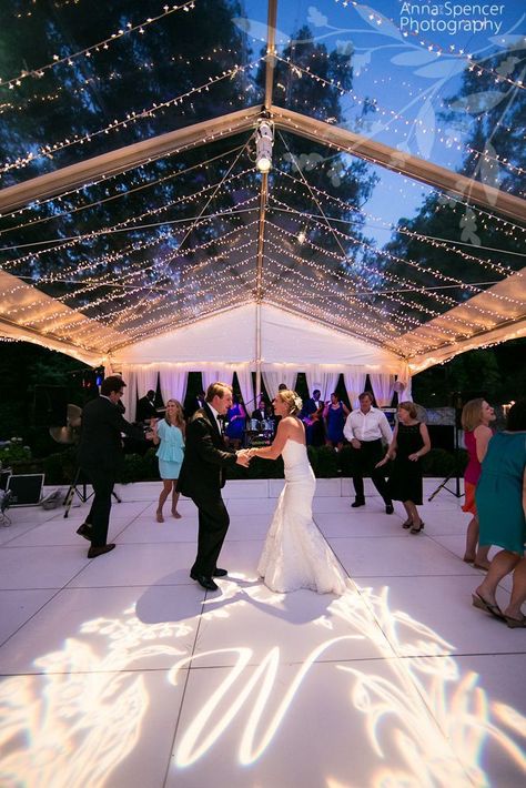 Gobo Lighting Wedding Dance Floor Monogram Clear Tent, Dance Floor Wedding, Buckhead Atlanta, Tent Lighting, Wedding Tent, Marquee Wedding, Tent Wedding, Atlanta Wedding, Documentary Wedding