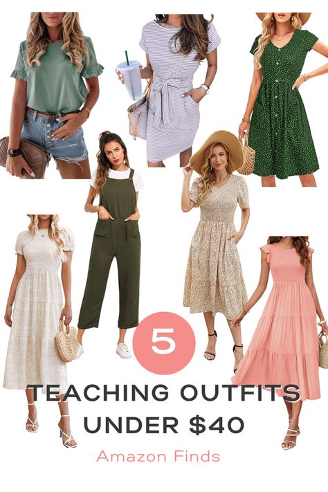 Modest and cute outfits perfect for teachers! Back to school teacher must haves from amazon for under $40. Work Outfits Women Teacher, Amazon Work Outfits Women, Amazon Teacher Outfits, Teacher Fashion, Teacher Must Haves, Teacher Wardrobe, Teaching Outfits, Teacher Style, Teacher Outfits