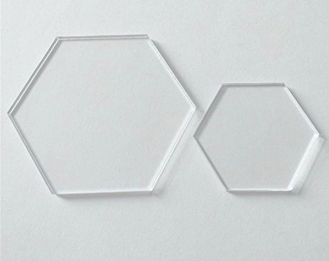 Clear Acrylic Laser Cut Hexagon Sheet, Hexagon Place Cards for Table Numbers, Guest Name, Food Signs and Special Even... Hexagon Place Cards, Acrylic Laser Cut, Cheap Wall Stickers, Wedding Name Cards, Special Events Decor, Food Signs, How To Make Coasters, Acrylic Paint Pens, Acrylic Shapes