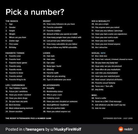 Number game Pick A Number Questions, Snapchat Question Game, Pick A Number, Snapchat Questions, Questions To Get To Know Someone, Flirty Questions, Truth Or Dare Questions, Dare Questions, Instagram Story Questions