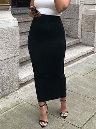 Elegant Slim Fit Solid Skirt Bodycon Long Skirt Outfit, Long Skirt Outfits For Work, Bodycon Skirt Outfit Casual, Black Bodycon Skirt Outfit, Bodycon Maxi Skirt Outfit, Body Con Skirt Outfit, Long Fitted Skirt Outfits, Black Maxi Skirt Outfit For Work, Long Tight Skirt Outfits