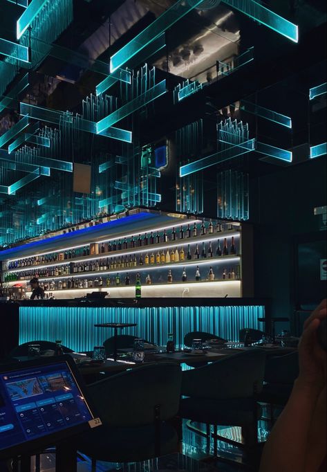 #club #bar #ideas #aesthetic #italy #sushi #atmosphere #dresstoimpress #blue #neon #light Blue Club Aesthetic, Nightclub Lighting, Brand Aesthetics, Aesthetic Italy, Night Bar, Blue Bar, Clubbing Aesthetic, Blue Neon, Club Bar