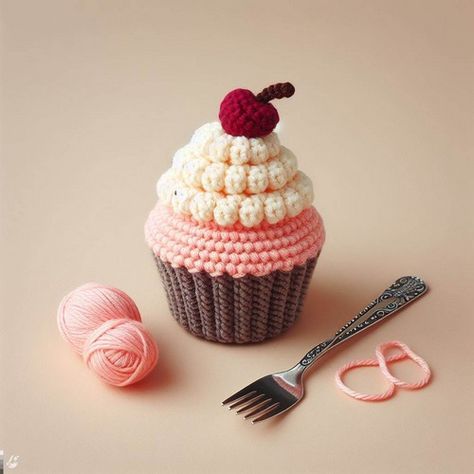 Crochet Cupcake Amigurumi Pattern Step By Step Crochet Sweets Free Patterns, Cupcake Crochet Pattern Free, Free Crochet Food Patterns, Crochet Cupcake Pattern Free, Cupcake Crochet Pattern, Crochet Dessert, Crochet Sweets, Crochet Cakes, Knit Cupcake