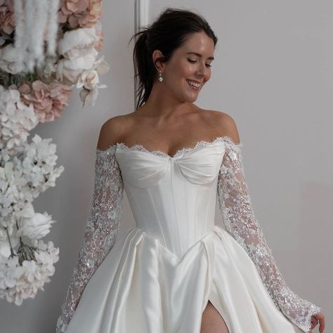 Blanche on Instagram: "Who’s fallen in love with GAIA 2.0’s basque waist?" Basque Waist Wedding Dress Long Sleeve, Wedding Dresses Basque Waist, Basque Waist Wedding Dress With Sleeves, Basque Wedding Dresses, Wedding Dress Basque Waist, Basque Wedding Dress, November Wedding Dress, Basque Waist Dress, Basque Waist Wedding Dress