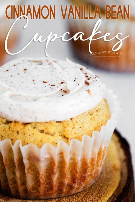 Recipes Using Whipping Cream, Easy Cinnamon Cookies, Cinnamon Cookies Recipe, Cinnamon Cookies Recipes, Homemade Caramel Recipes, Vanilla Bean Frosting, Cinnamon Cupcakes, Vanilla Bean Cupcakes, Fall Cookie Recipes