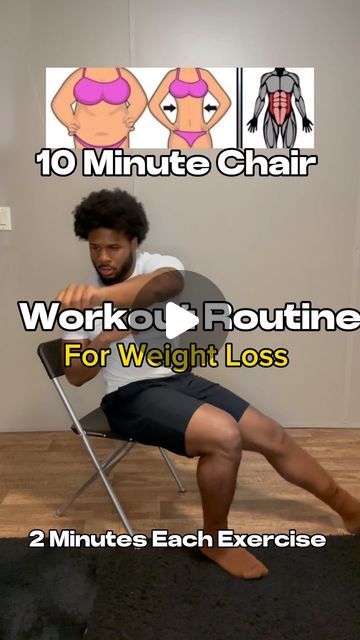 Brandon Palmer, Trainer on Instagram: "This 10 Minute Chair Workout For Weight Loss with NO EQUIPMENT will make you feel great! Chair workout has never been more fun than now. You can finally get in shape while you sit without the use of expensive equipment or going to the gym. Take a rest as needed in between each set. Aim for 30-45 second breaks. You can do this exercise 4-5x weekly as you desire. You got this. #chairworkout #homeworkout #fitness #fitnessreels #weightloss #fatloss #burncalories #workouttips #workoutroutine" Chair Work Outs Exercise, Sitted Exercises, 28 Day Chair Workout Challenge, Chair Workouts At Home, Chair Excercises Workouts, Chair Workout Exercises, Exercise Without Equipment, Chair Yoga For Beginners, Exercises Routines