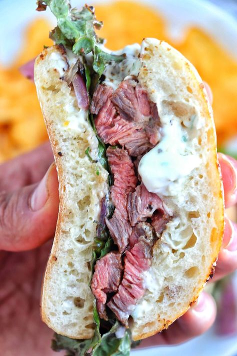 Best Steak Sandwich, Steak Sandwich Recipe, Sandwich Buffet, Creamy Horseradish, Steak Wraps, Steak Sandwich Recipes, Creamy Horseradish Sauce, Horseradish Sauce, Steak Sandwich