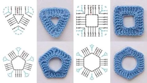 Crochet Shapes Flat, Crochet Shapes, Crochet Embellishments, Crochet Hack, Mode Crochet, Pola Amigurumi, Crochet Design Pattern, Beginner Crochet Projects, Crochet Fashion Patterns