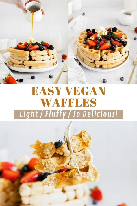 Oat Waffles Vegan, Healthy Vegan Waffles, Gluten Free Vegan Waffles, Vegan Waffles Recipe, Vegan Gluten Free Waffles, Vegan Waffle Recipe, Easy Weekend Breakfast, Quick Vegan Breakfast, Waffle Recipe Healthy