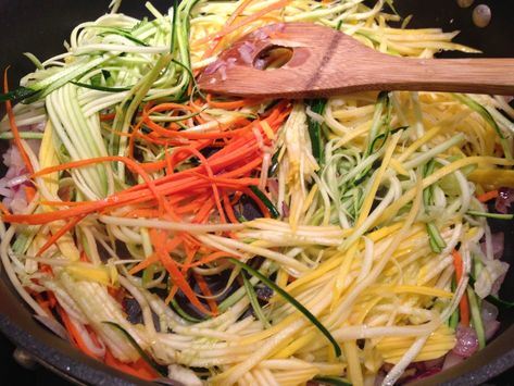 Well Dined | Vegetable Julienne Julienne Vegetables, Paleo Vegan, Pasta Primavera, Spiralizer Recipes, Sauteed Vegetables, Tempeh, Vegetable Sides, Vegan Paleo, Vegetable Recipes