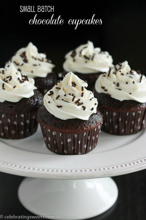 Small Batch Chocolate Cupcakes 12, 6 Chocolate Cupcakes Recipe, Small Batch Frosting Recipes, 12 Cupcake Recipe, Small Batch Cupcake Recipe, 6 Chocolate Cupcakes, Small Batch Chocolate Cupcakes, Small Batch Cupcakes, Celebrating Sweets