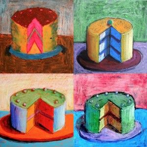 Cake Paintings, Shading Practice, Classe D'art, Pop Art For Kids, 8th Grade Art, Middle School Art Projects, Art Cake, Art Lessons Middle School, Wayne Thiebaud