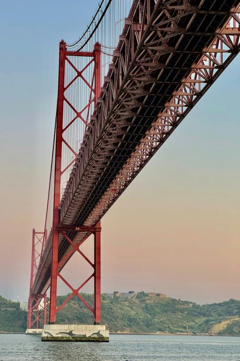 Bridge. Ponte 25 de Abril, Lisbon, Portugal. One of Europe’s oldest cities filled with beautiful tiles, historic buildings, and lively culture. Beautiful Tiles, Beautiful Tile, Lisbon Portugal, Old City, Historic Buildings, Lisbon, Portugal, Bridge