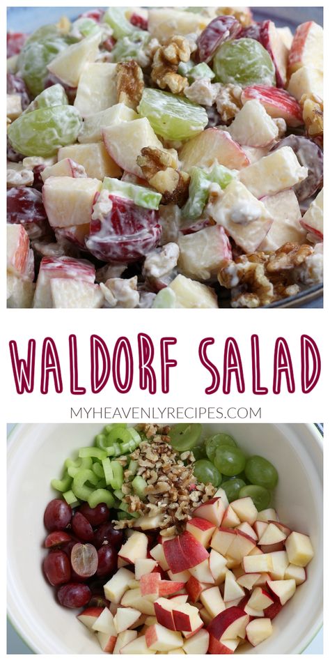 Best Waldorf Salad Recipe, Waldorf Salad Recipe, Celery Recipes, Waldorf Salad, Salad Healthy, Salad Recipes For Dinner, Homemade Salad Dressing, Quick Lunch, Dinner Dishes