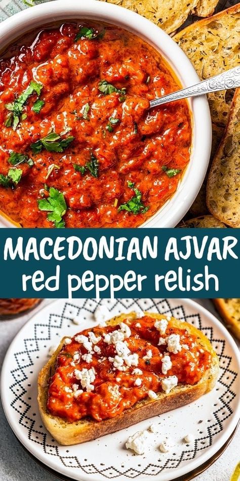 Learn how to make authentic Ajvar, a homemade red pepper relish that tastes great on everything from grilled meats to bread, and more! Diethood Recipes, Red Pepper Relish, Macedonian Food, Pepper Relish, Red Bell Peppers, Drink Inspiration, Grilled Meats, Salad Recipes For Dinner, Roasted Red Pepper