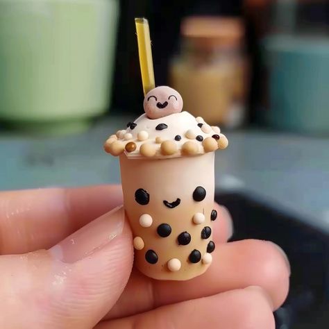 My Images Bubble Waffle, Boba Drink, Clay Crafts Air Dry, Boba Tea, Diy Clay Crafts, Clay Charms, Clay Ideas, Dry Clay, Diy Clay