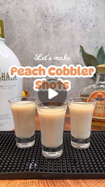 Derek Koza on Instagram: "Peach Cobbler Shots 🍑🍰

Ingredients
- Peach Crown Royal
- RumChata

#cocktailrecipes #cocktails #cocktail #drinkrecipes #drinks #mixology #cocktailtime #drink #lovestodrink #cocktailporn #shots #shotrecipes" Royal Peach Cocktail, Peach Cobbler Shots, Peach Crown Royal Drink Recipes Easy, Drinks With Crown Royal Peach, Peach Cobbler Drink Recipe, Crown Royal Shots, Peach Crown Royal Drink Recipes, Crown Royal Peach Drinks Recipes, Crown Peach Drink Recipes