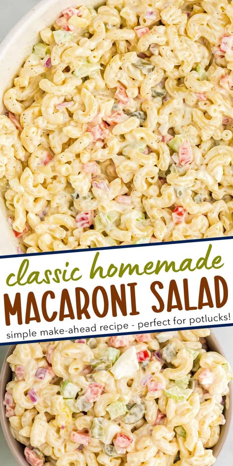 Classic Macaroni Salad - The Chunky Chef Veggie Macaroni Salad, Cold Macaroni Salad Recipe, Make Ahead Pasta Salad, Homemade Macaroni Salad, Apartment Meals, Macaroni Salads, Mac Salad Recipe, Quick Foods, Easy Macaroni Salad