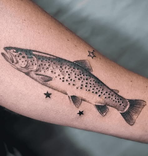 Speckled Trout Tattoo, Black And White Trout Tattoo, Lake Trout Tattoo, Cutthroat Trout Tattoo, Simple Trout Tattoo, Halibut Tattoo, Steelhead Tattoo, Trout Tattoo Women, Trout Tattoos For Men