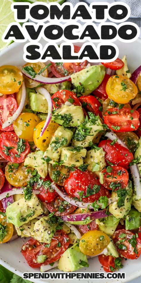 Salads Without Lettuce, Tomato Avocado Salad, Cucumber Tomato Avocado Salad, Easy Italian Pasta Salad, Tomato And Onion Salad, Make Your Hair Grow Faster, Cherry Tomato Salad, Avocado Tomato Salad, Tomato Avocado