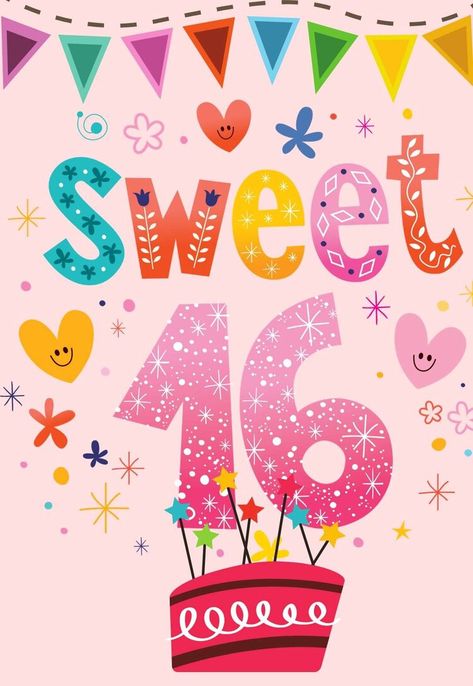 Sweet 16 & 16 Year Old Printable Birthday Cards (free) — PRINTBIRTHDAY.CARDS Happy Sweet Sixteen Birthday Wishes, Happy Birthday Sweet 16, 16th Birthday Wishes, 16th Birthday Card, Old Birthday Cards, Happy 16th Birthday, Best Birthday Wishes, Sweet Birthday, Sweet Sixteen Birthday