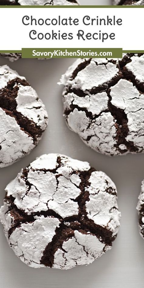 Craving a classic holiday cookie that everyone loves? Our Chocolate Crinkle Cookies Recipe is the ultimate addition to your Christmas Desserts lineup, offering rich flavor and a delightful texture. Don't forget to save this recipe for your festive baking needs and spread the joy of cookies! Chocolate Krinkle Cookies, Best Chocolate Crinkle Cookies, Fudgy Chocolate Crinkle Cookies, Chocolate Crinkles Recipe, Christmas Crinkle Cookies, Crinkles Recipe, Chocolate Crinkle Cookies Recipe, Fun Holiday Food, Festive Baking