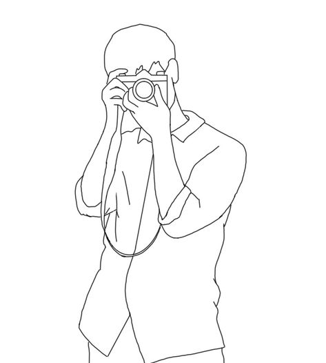 POV getting your photo taken #photo #lineart #man #cuteguy #photographer #drawing #aesthetic #aestheticwallpaper Person Holding Camera Reference Drawing, Man With Camera Drawing, Camera Man Drawing, Photographer Sketch, Someone Holding A Camera, Man Drawing Easy, Camera Line Drawing, Male Line Art, Photographer Drawing