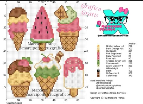 Ice Cream Cross Stitch, Cross Stitch Uk, Everything Cross Stitch, Holiday Cross Stitch Patterns, Baby Cross Stitch Patterns, Anchor Pattern, Cross Stitch Kitchen, Holiday Cross Stitch, Cross Stitch Collection