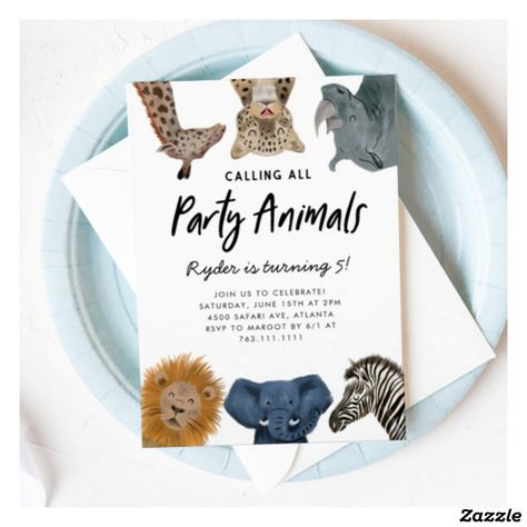 Calling All Party Animals Safari Zoo Birthday Invitation Calling All Party Animals, Zoo Elephant, Zoo Birthday Party, Animal Theme Birthday, Diy Birthday Invitations, Animals Safari, Zoo Birthday, Zoo Party, Birthday Party Design