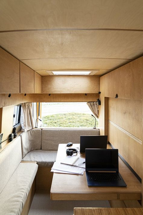 Sprinter Van Office, Camper Office, Van Conversion Layout, Overland Camper, Camper Car, Caravan Renovation, Van Conversion Interior, Diy Camper Remodel, Campervan Life