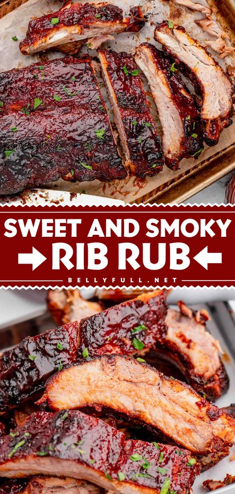 Include this best rub recipe to your easy rub ideas! It's a sweet and smoky dry rib rub that's made with brown sugar and a handful of seasonings to get that outdoor smoked flavor you crave in BBQ ribs. Perfect for summertime grilling. Try it! Rib Rubs For Grilling, Bbq Ribs Rub, Wet Rub For Ribs Recipe, Sweet Bbq Rub, Smoked Rib Rub, Rib Seasoning Recipes, Ribs Marinade Recipe Overnight, Sweet Rub For Ribs, Low Sodium Rib Rub