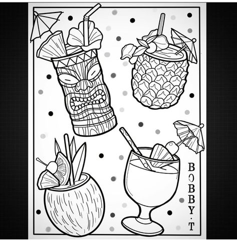 Traditional Cocktail Tattoo, Coctail Tattoo Design, Old Fashioned Drink Tattoo, Old School Tiki Tattoo, Tropical Drink Tattoo, Tiki Cocktail Tattoo, Pineapple Drink Tattoo, Cocktail Tattoo, Traditional Tiki Drink Tattoo